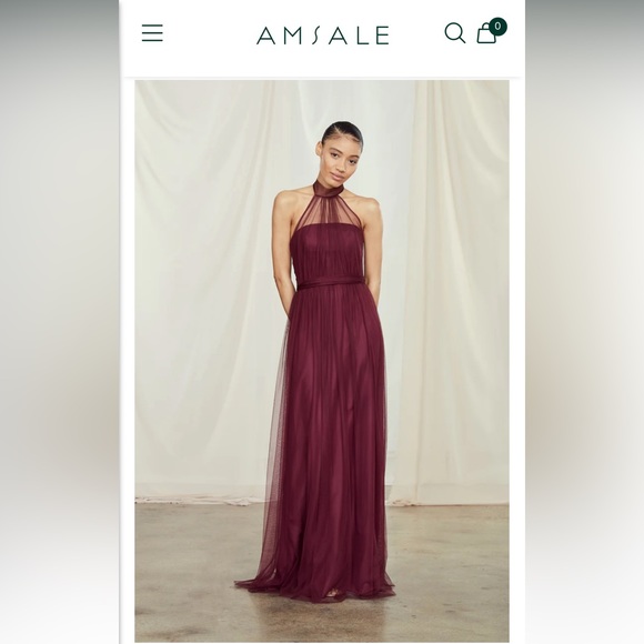 Amsale Tulle Chiffon Isobel dress in Bellini, size 0, Worn Once - Picture 3 of 12